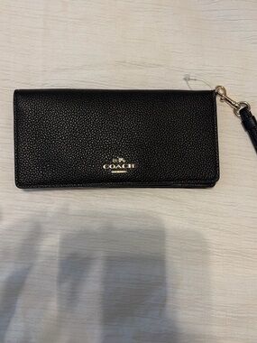 Coach Black Pebbled Leather Wristlet